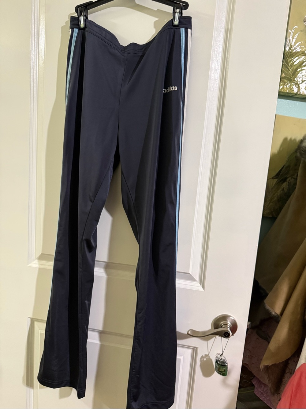 adidas Navy Joggers with Light Blue Side Stripes
